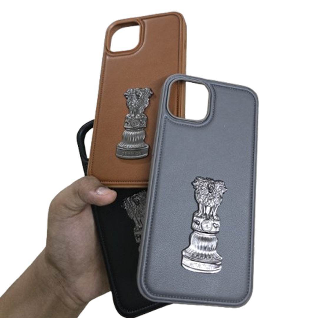 Premium Leather Engraving Back Cover - Grey - Guleel