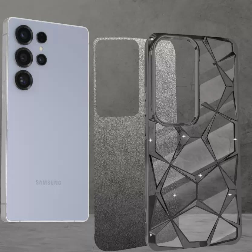 Samsung Galaxy S24 Ultra Gradient Glitter Electroplated 3D Cube, Diamond Back Cover - Black