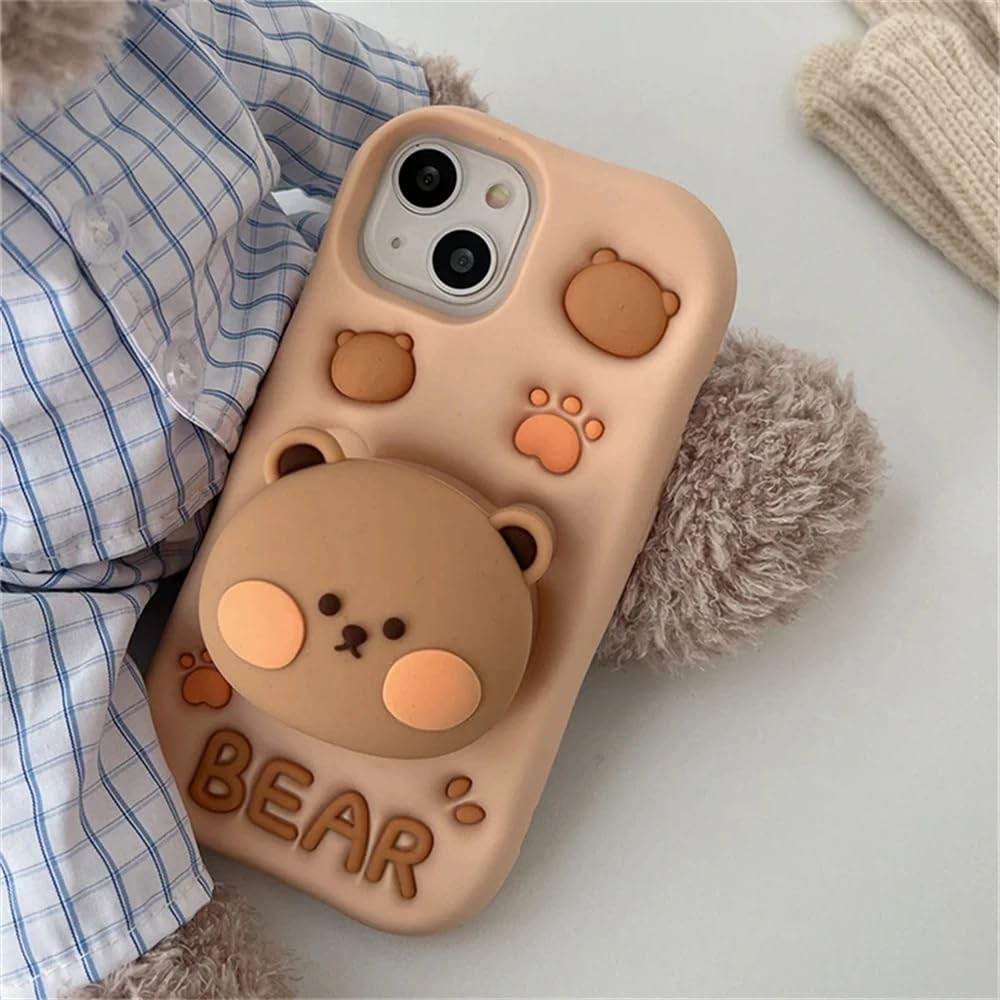 3D Cute Cartoon Teddy Bear Silicone Case - Guleel