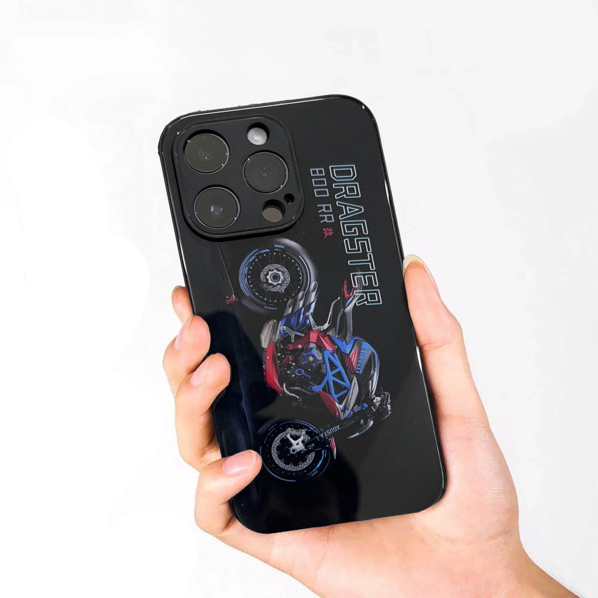 iPhone 14 Pro Premium Led Light Shockproof Case - Dragster Bike - Guleel
