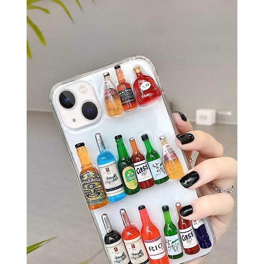 Premium Shockproof 3D Bottles Transparent Case