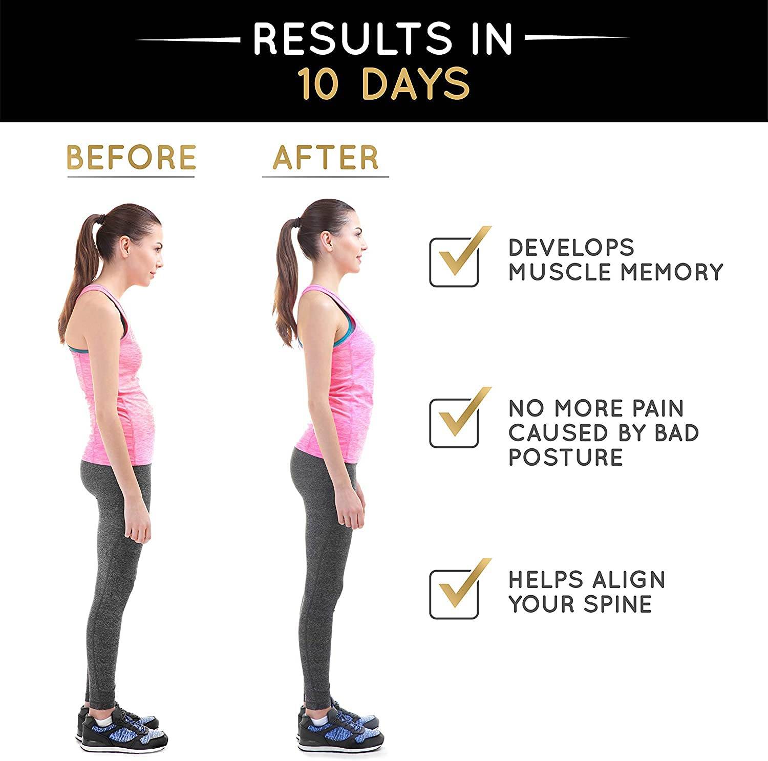 Neoprene Compression Posture Corrector For Men And Women - Adjustable Upper Back Brace For Clavicle To Support Neck, Back and Shoulder (FREE-SIZE) - Black - Guleel