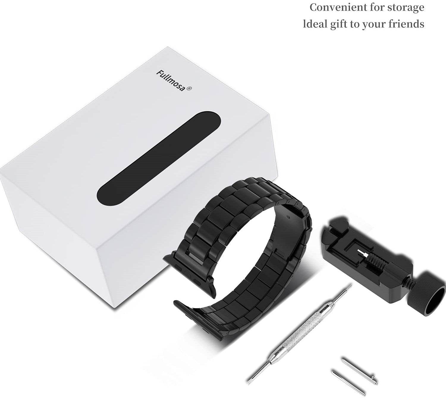 Premium Stainless Steel iWatch Band for Apple Watch Series 8/7/6/5/4/3/2/1/SE/SE2/Ultra - Black - Guleel