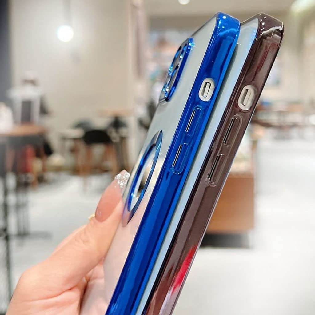 iPhone 15 Plus Premium Transparent Silicon Back Case Cover - Blue - Guleel