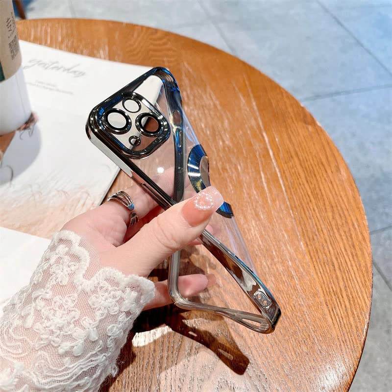 iPhone 15 Plus Premium Transparent Silicon Back Case Cover - Black - Guleel