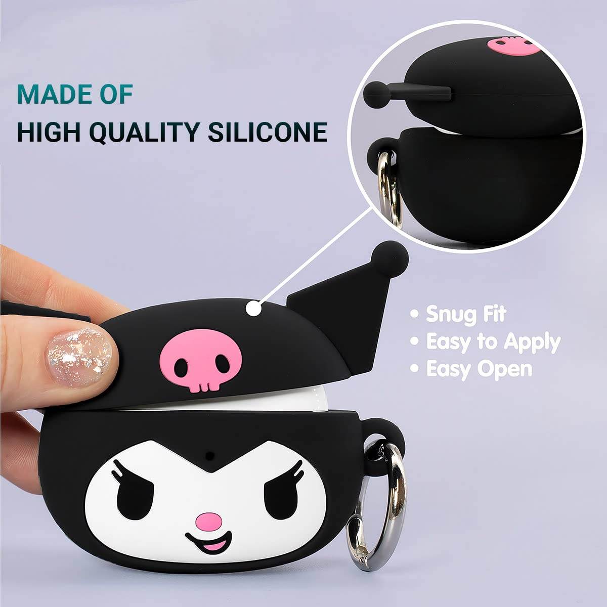 Airpod's 2 Cute Cartoon Silicone Apple Airpod's Case Cover ( Airpods Not Included ) Black Pink - Guleel