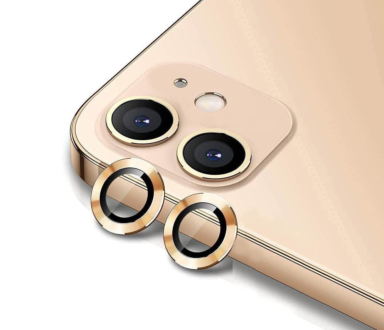 Camera Lens Protector Tempered Glass Film Aluminum Alloy Lens Cover - Gold - Guleel