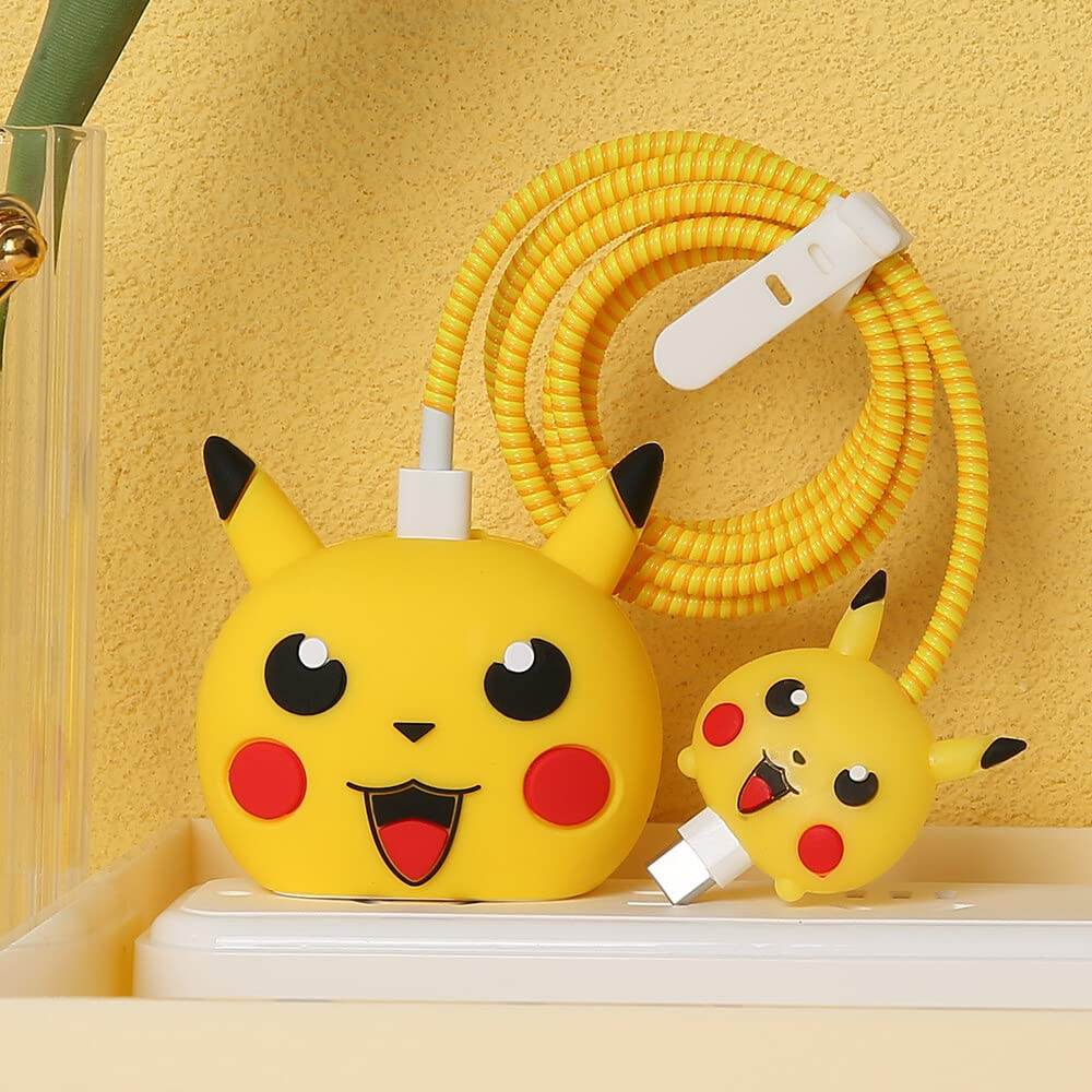 Samsung Cartoon Charger Case Cover for 25W Chargers - Pikachu (With Wire Cover) - Guleel
