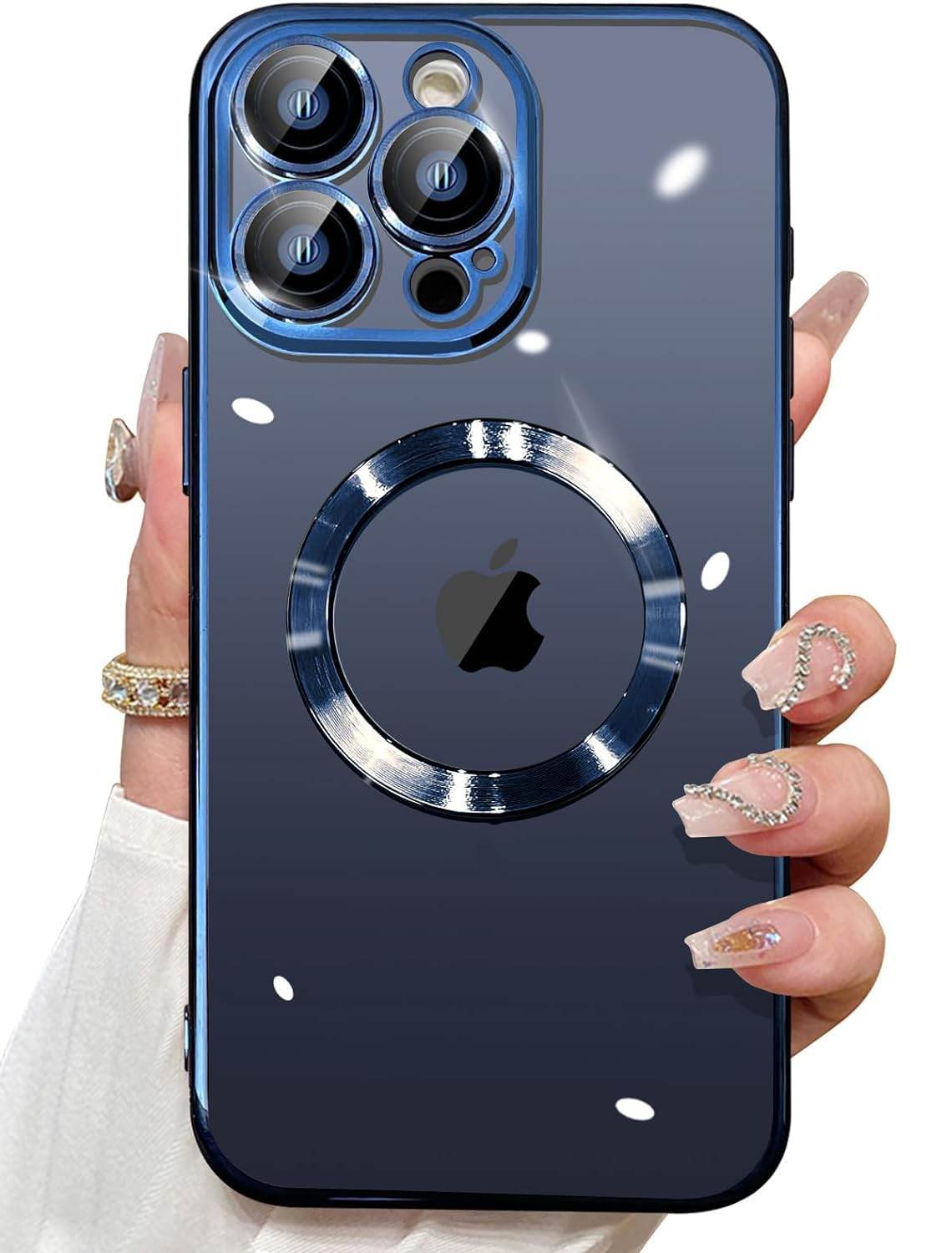 iPhone 15 Pro Max Premium Transparent Silicon Back Case Cover - Blue - Guleel