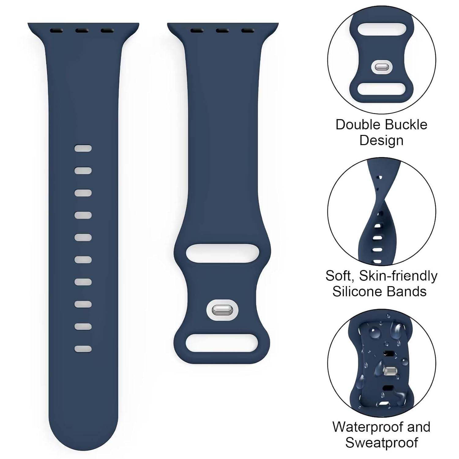Silicon Sports Band Compatible With Apple Watch Straps Series SE | 8 | 7 | 6 | 5 | 4 | 3 | 2 | 1 - Guleel