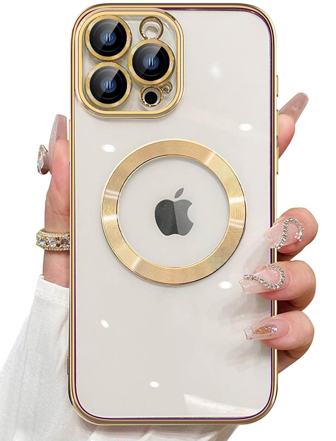 iPhone 15 Pro Max Premium Transparent Silicon Back Case Cover - Gold - Guleel
