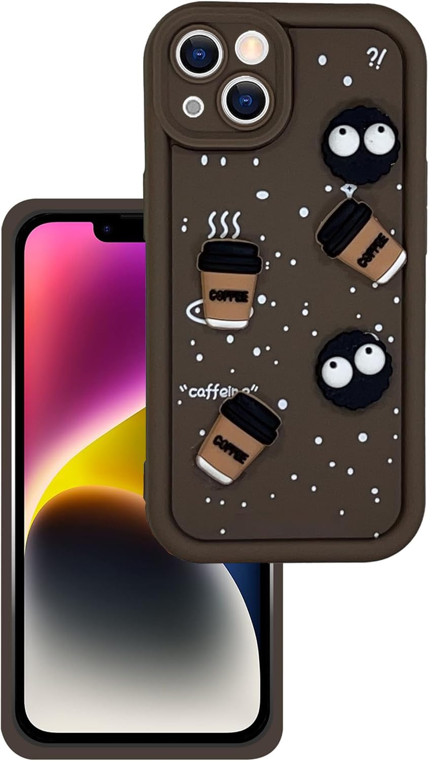 Cute Coffee Silicone Cartoon Back Case Cover - Brown