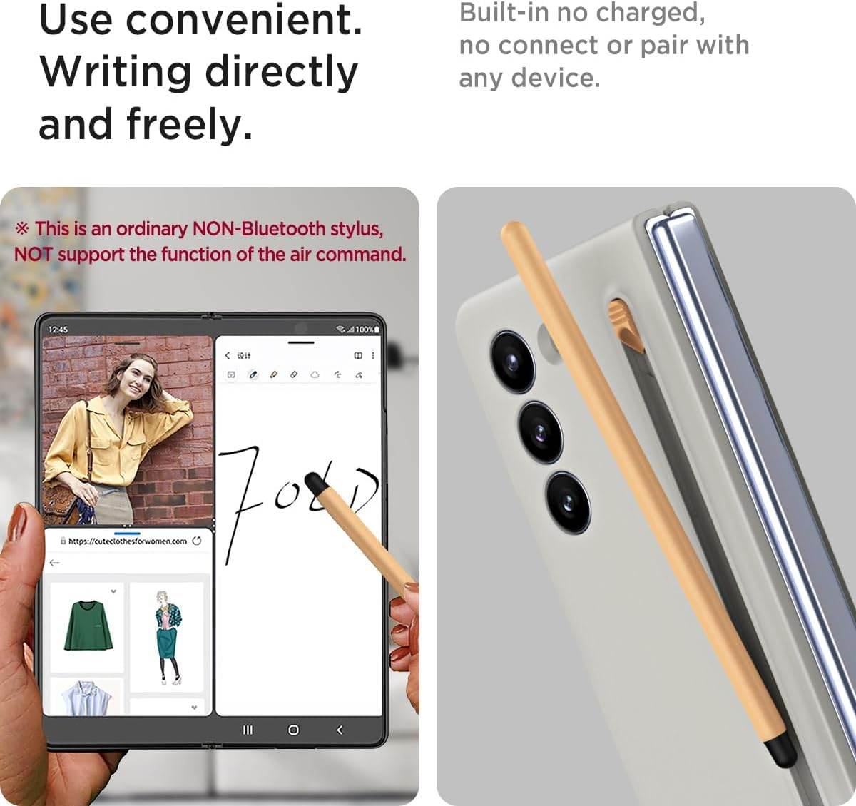 Samsung Galaxy Z Fold 6 5G Ultra Hybrid Case Slim S Pen Phone Back Case Cover with Built-in New Compact S Pen (Light Grey) - Guleel