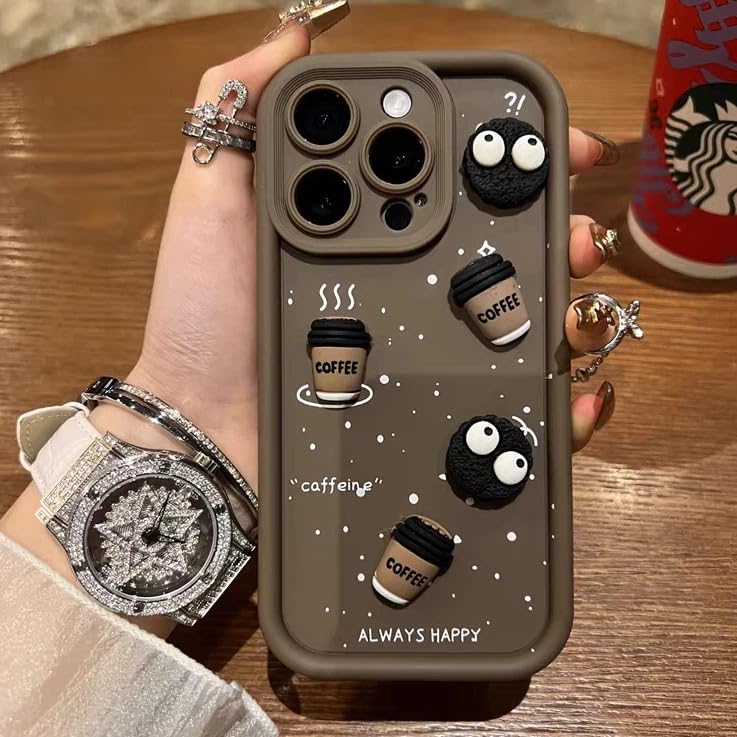 Cute Coffee Silicone Cartoon Back Case Cover - Brown
