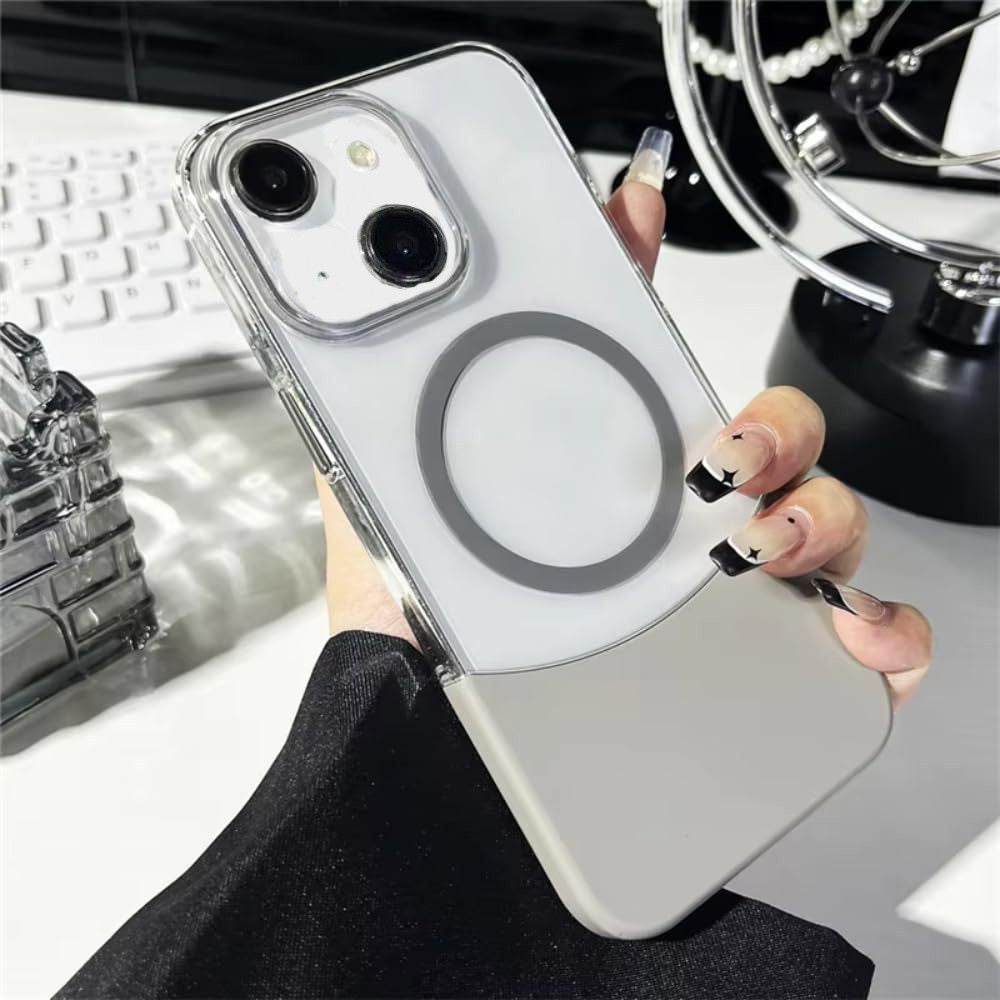Magnetic MagSafe Transparent 2 in 1 Design Case - Grey - Guleel