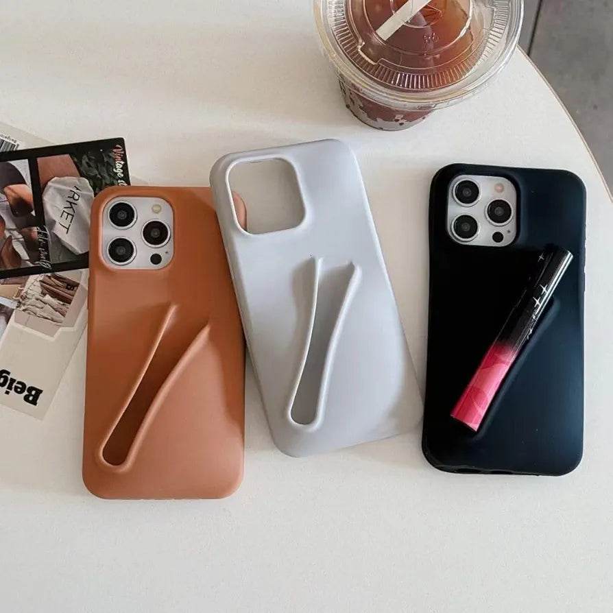 Premium 3D Lip Gloss Lipstick Holder Silicon Back Cover - Black - Guleel