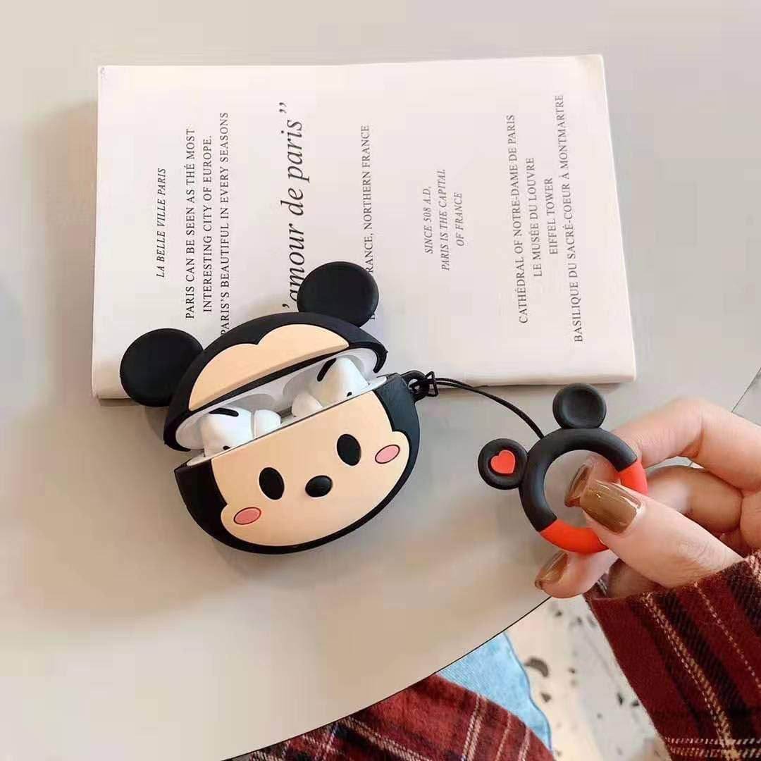 Airpod's Pro Cute Silicone Protective Cartoon Micky Mouse Case - Black Cream - Guleel