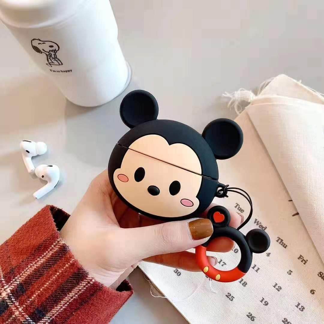 Airpod's Pro Cute Silicone Protective Cartoon Micky Mouse Case - Black Cream - Guleel