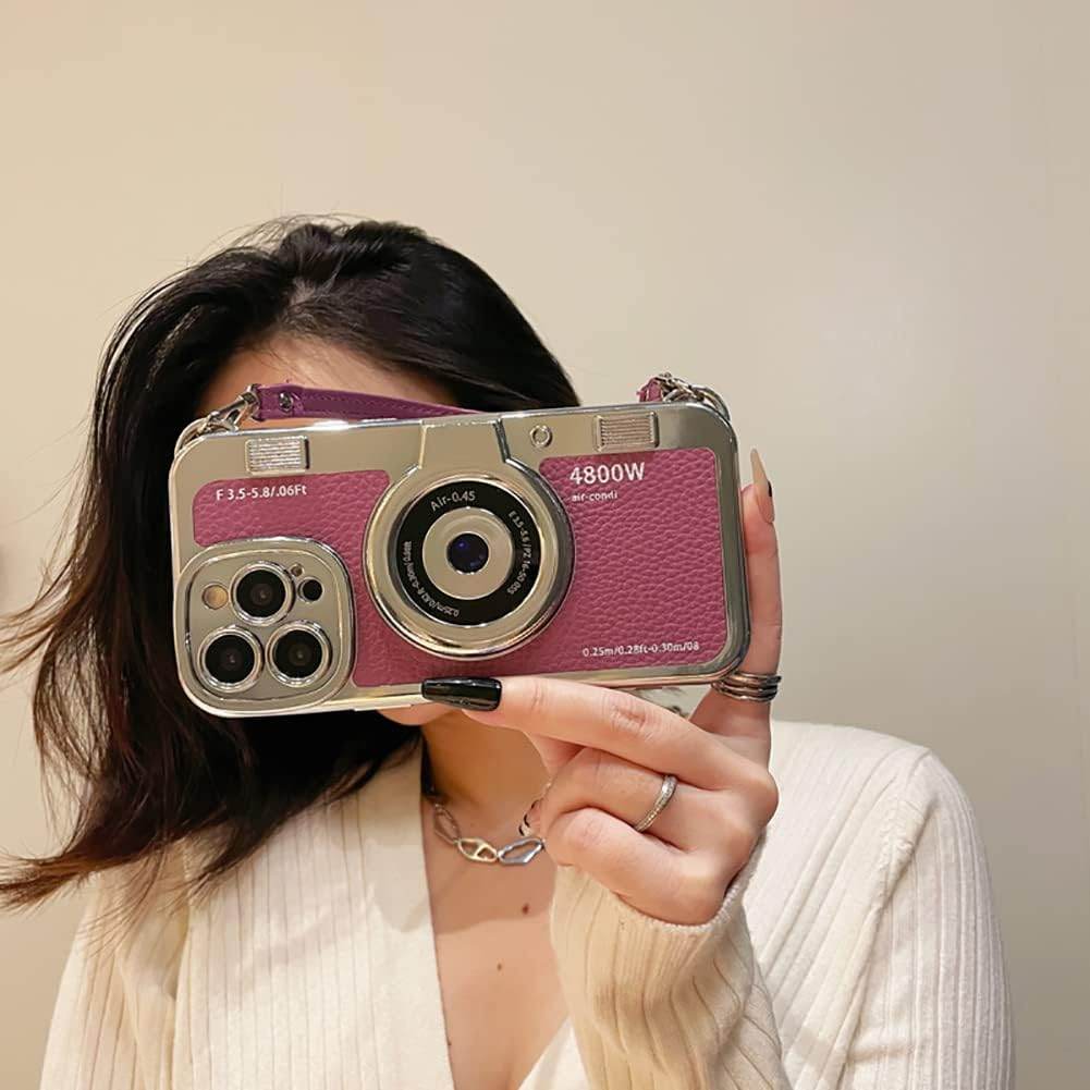 Premium 3D Camera Style Leather Strap Case Cover - Guleel