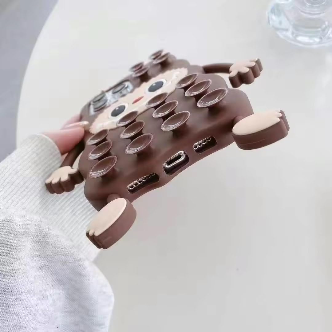 3D Cartoon Labubu Soft Silicone Back Cover - Brown