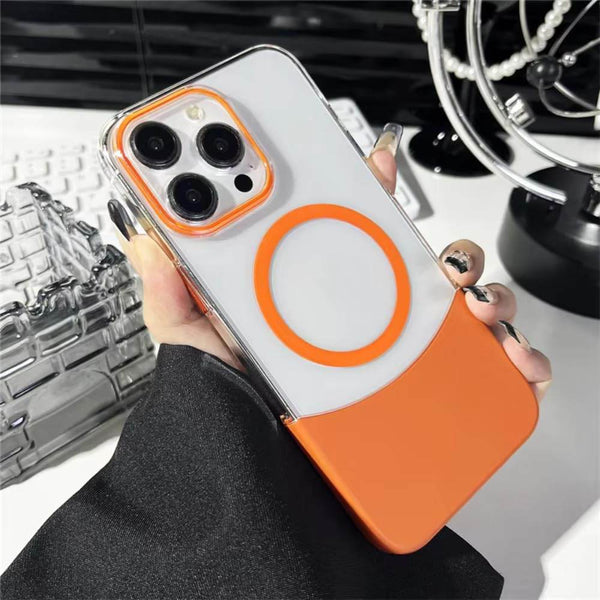 Magnetic Magsafe Transparent 2 in 1 Design Case - Orange - Guleel