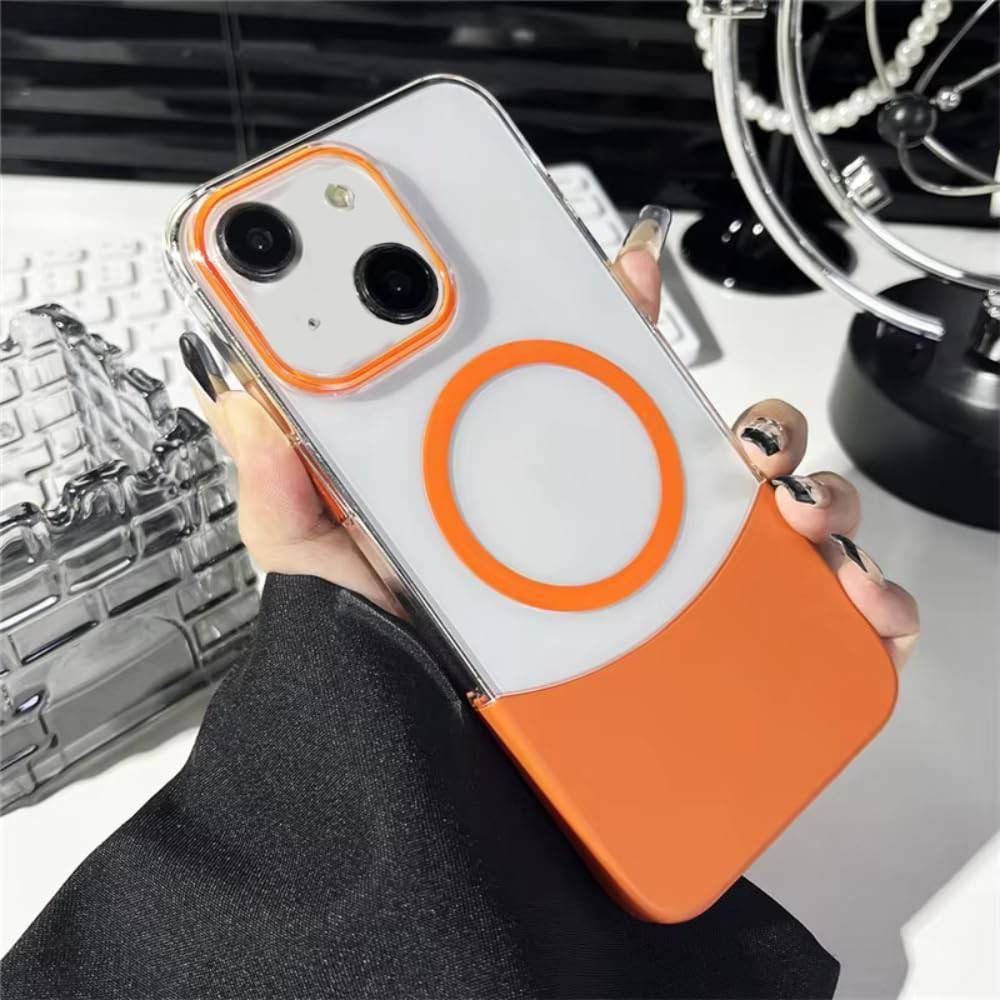 Magnetic Magsafe Transparent 2 in 1 Design Case - Orange - Guleel