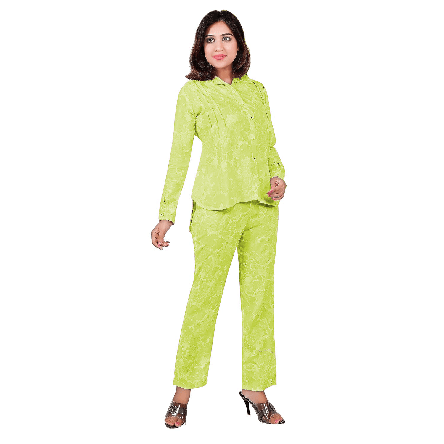 Cotton Co-ord Set Relaxed Fit - Light Green - Guleel