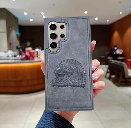 Samsung Galaxy S24 Ultra Leather Shockproof Armor Back Cover Case - Dark Grey - Guleel