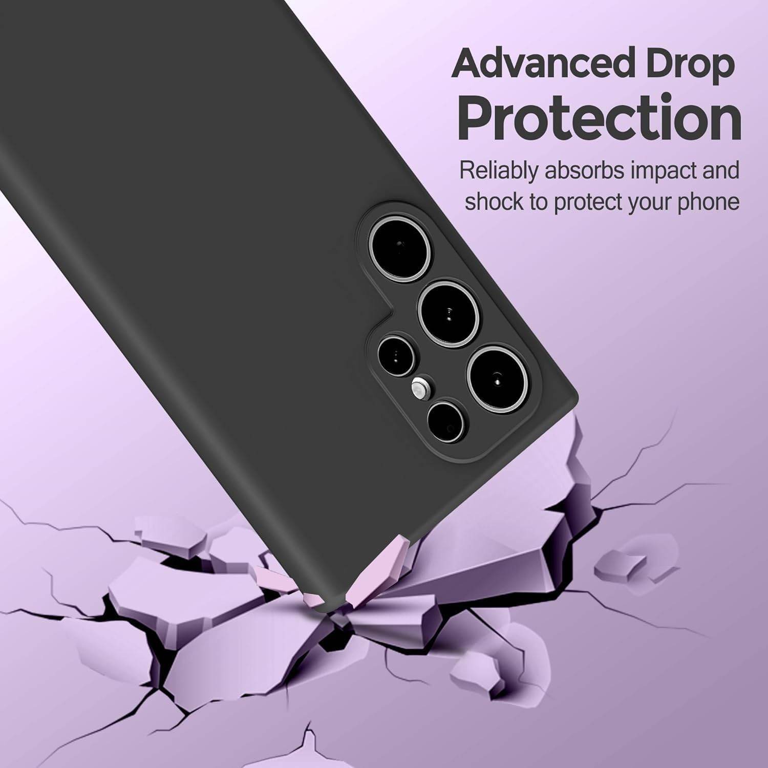 Samsung S25 Ultra 5G Soft Silicone Liquid Mobile Back Case Cover - Black - Guleel