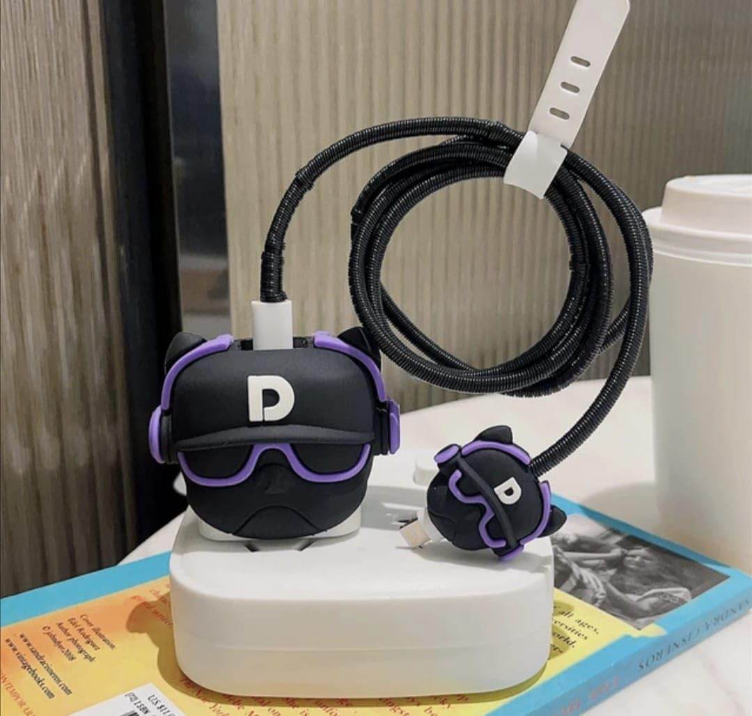 Samsung Cartoon Charger Case Cover for 25W Chargers- Hip Hop Purple (With Wire Cover ) - Guleel