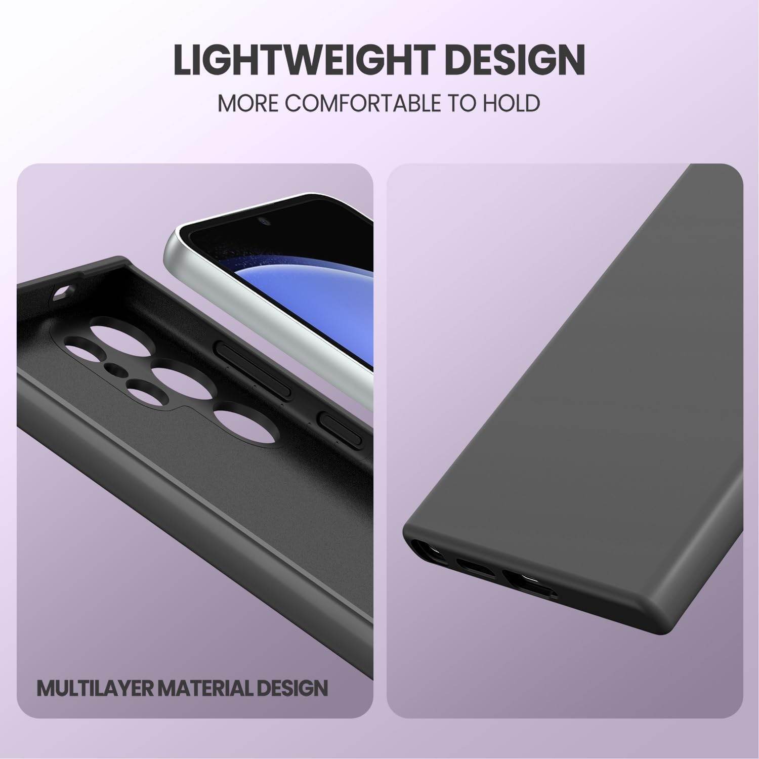 Samsung S25 Ultra 5G Soft Silicone Liquid Mobile Back Case Cover - Black - Guleel