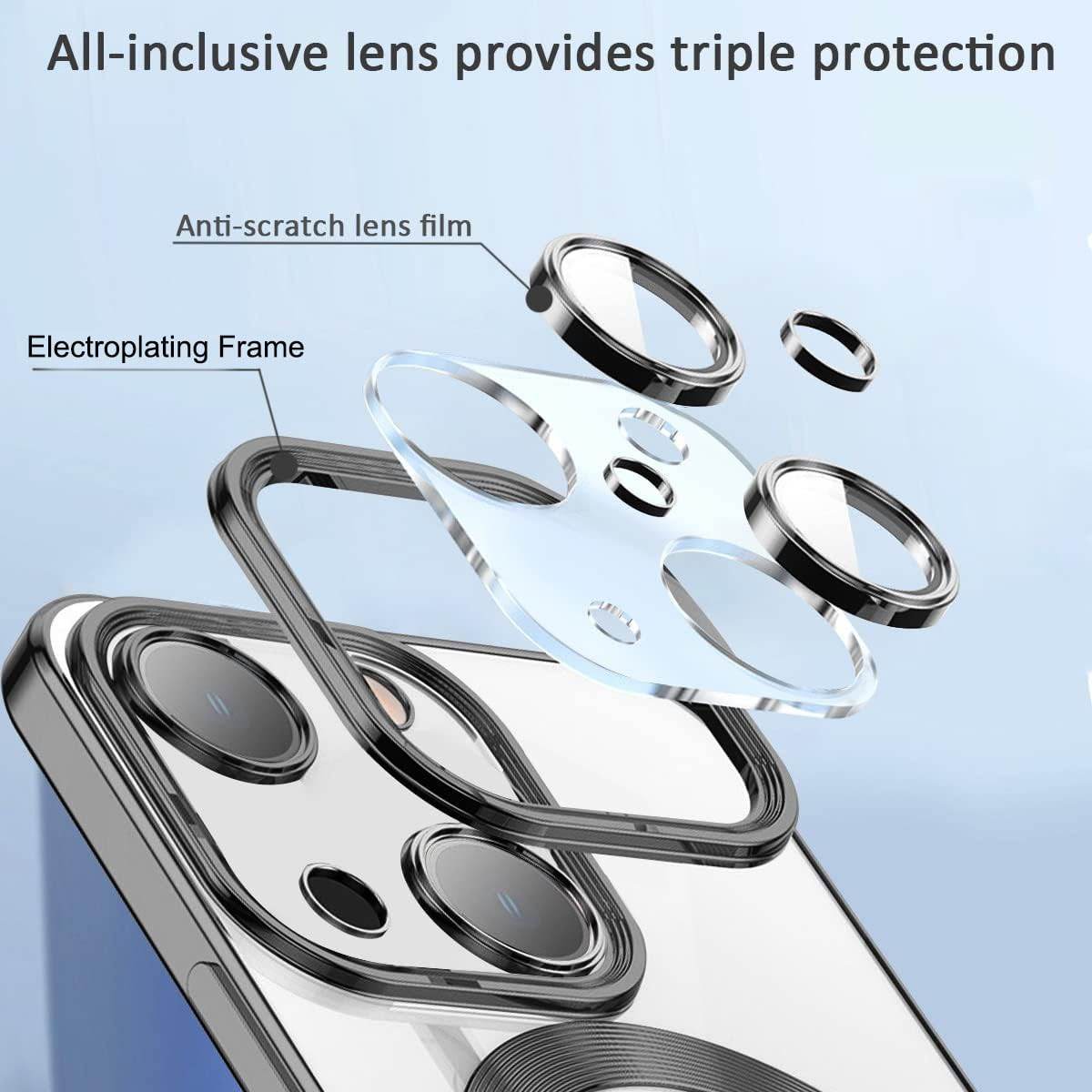 iPhone 15 Plus Premium Transparent Silicon Back Case Cover - Black - Guleel