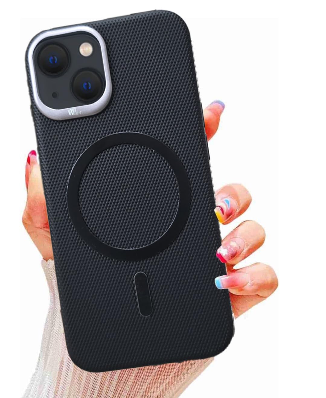 Premium Leather Shockproof MagSafe Mobile Back Cover - Black