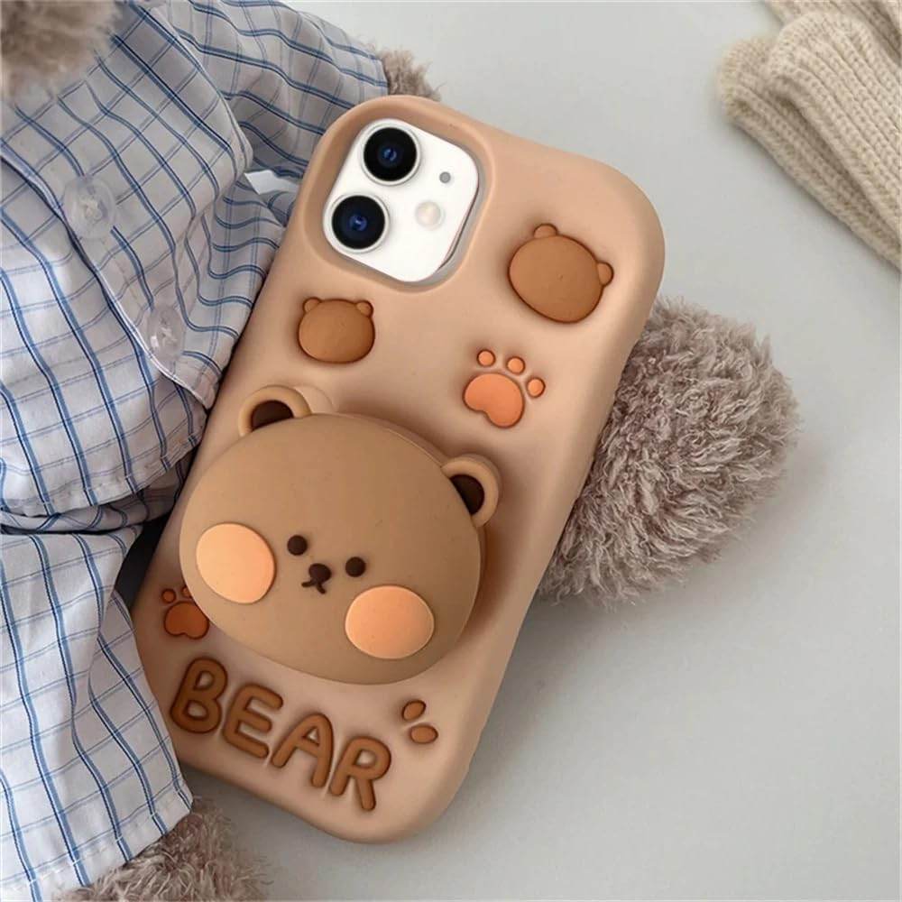 3D Cute Cartoon Teddy Bear Silicone Case - Guleel