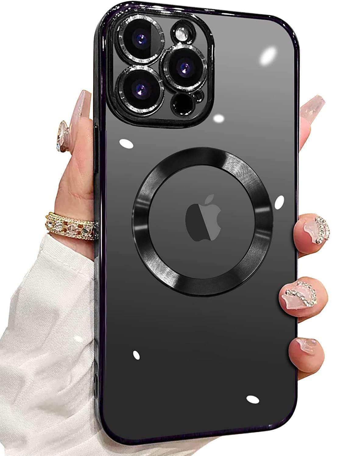 iPhone 15 Pro Max Premium Transparent Silicon Back Case Cover - Black - Guleel