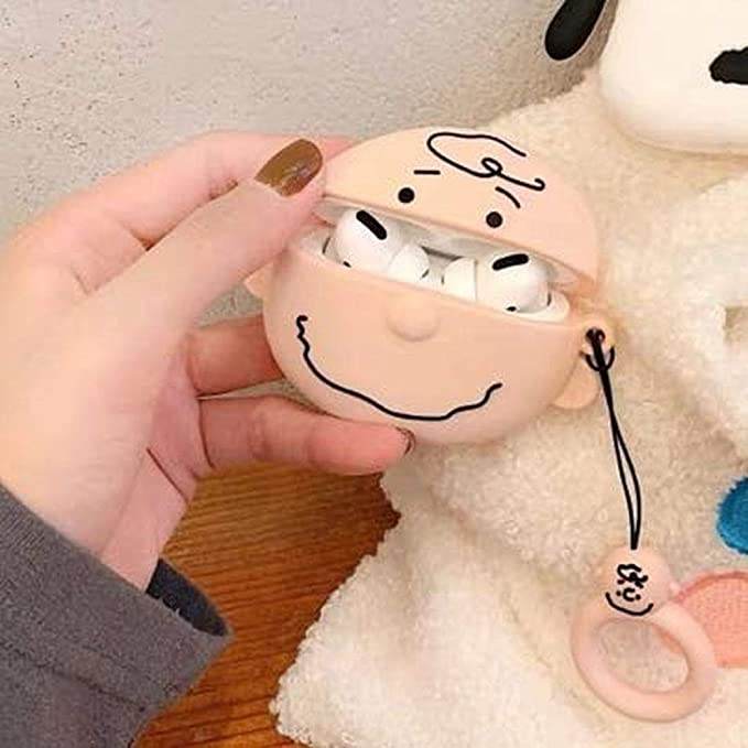 Cute Charlie Brown Silicone Case ( Airpods Not Included ) - Cream - Guleel