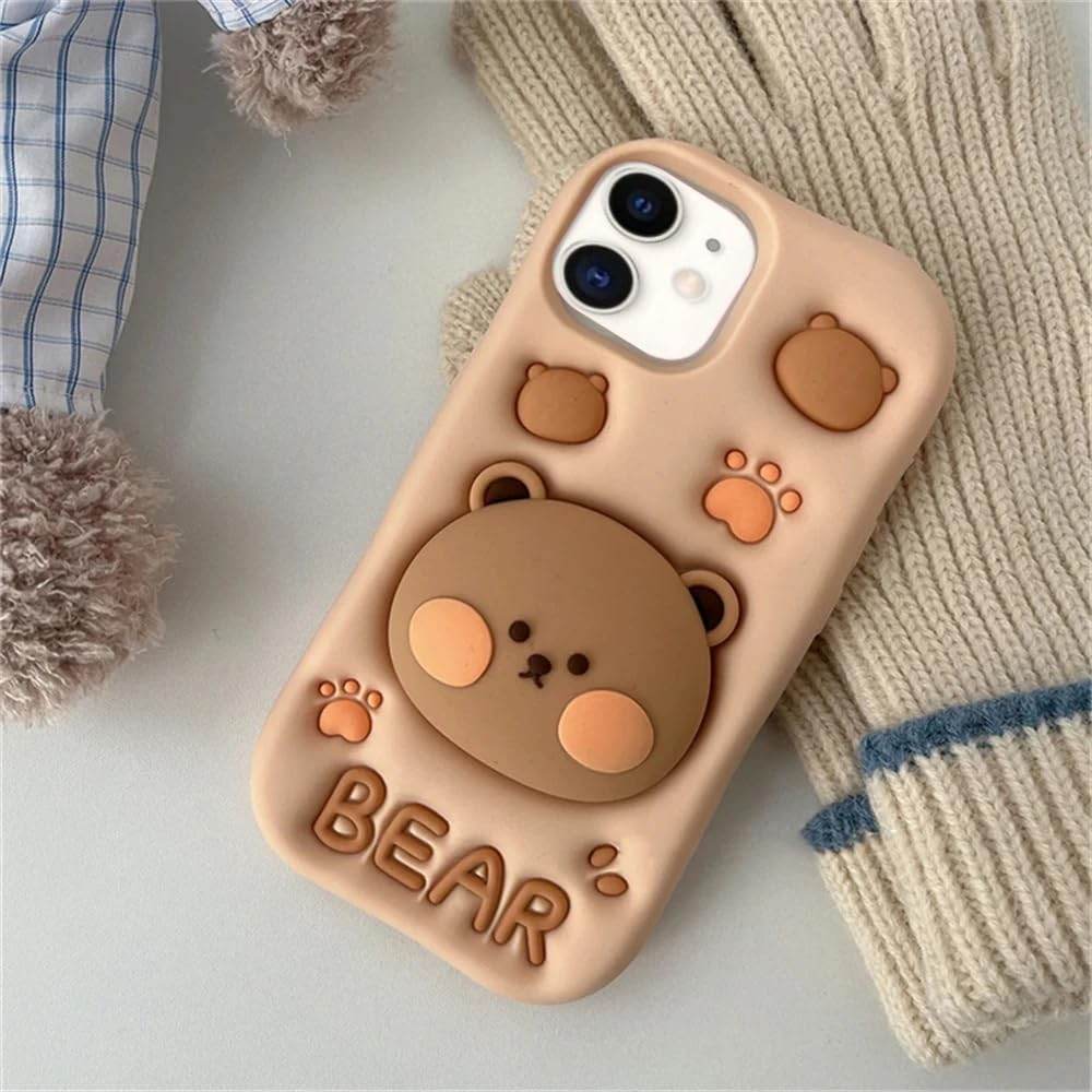 3D Cute Cartoon Teddy Bear Silicone Case - Guleel