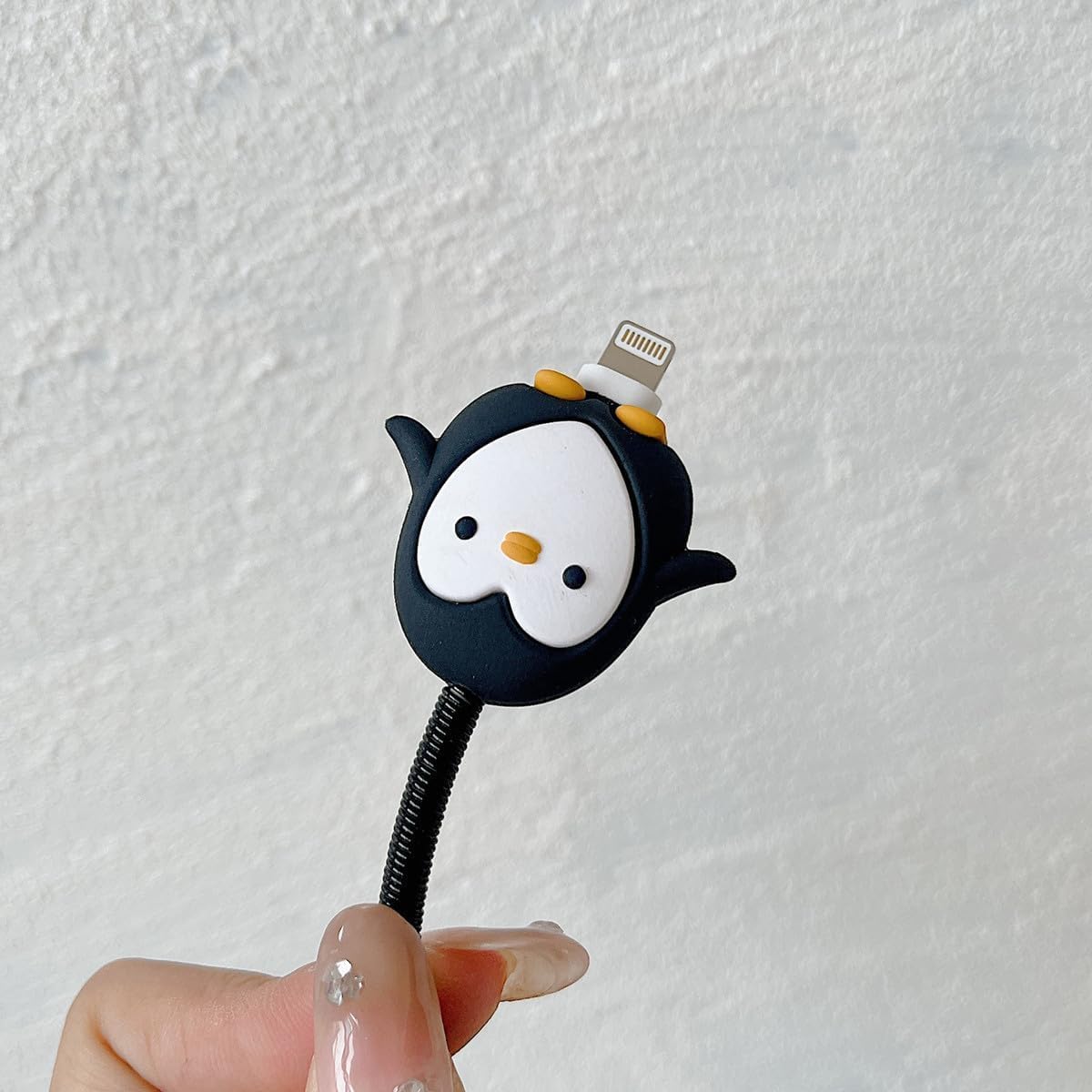 Silicone Cartoon iPhone Charger Case Cover for 18-20W Chargers -  Penguin Black