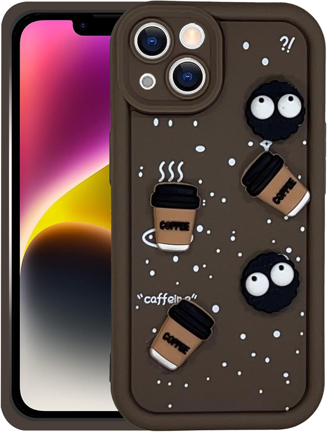 Cute Coffee Silicone Cartoon Back Case Cover - Brown