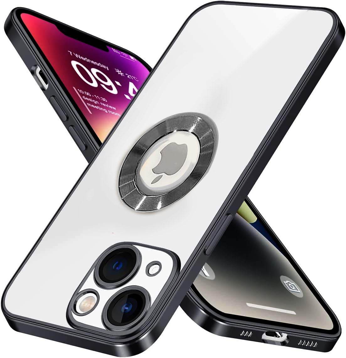 iPhone 15 Plus Premium Transparent Silicon Back Case Cover - Black - Guleel