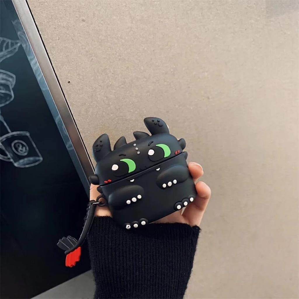 Airpod's 1 Cute Cartoon Silicone Apple Airpod's Case Cover ( Airpods Not Included ) Black Green Monster - Guleel