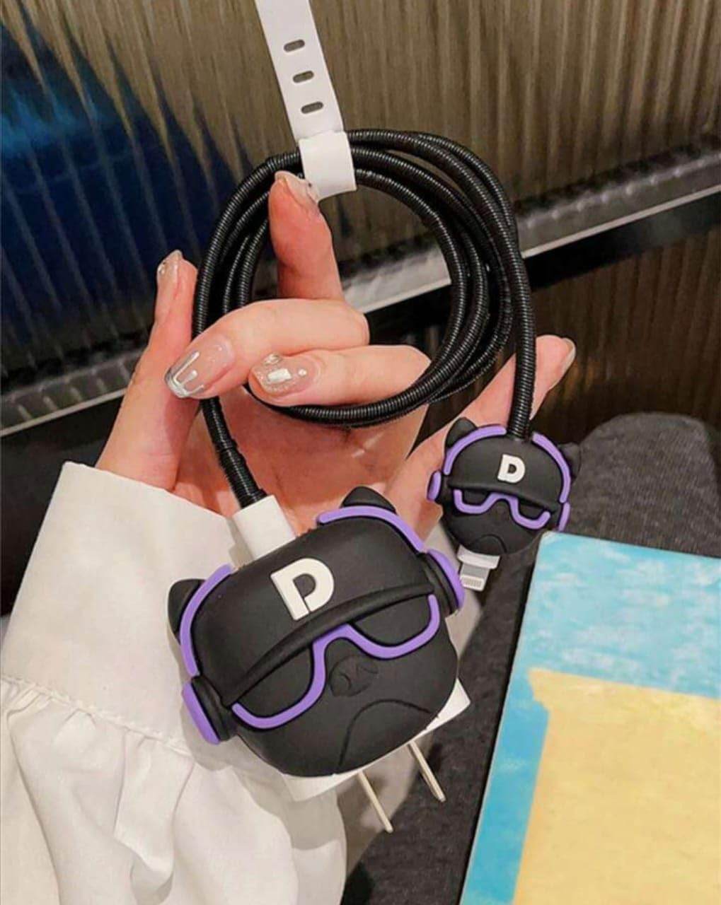 Samsung Cartoon Charger Case Cover for 25W Chargers- Hip Hop Purple (With Wire Cover ) - Guleel