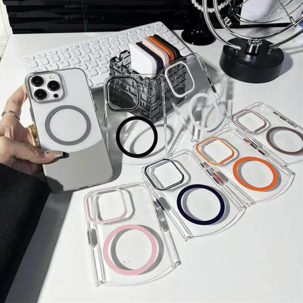 Magnetic Magsafe Transparent 2 in 1 Design Case - Orange - Guleel