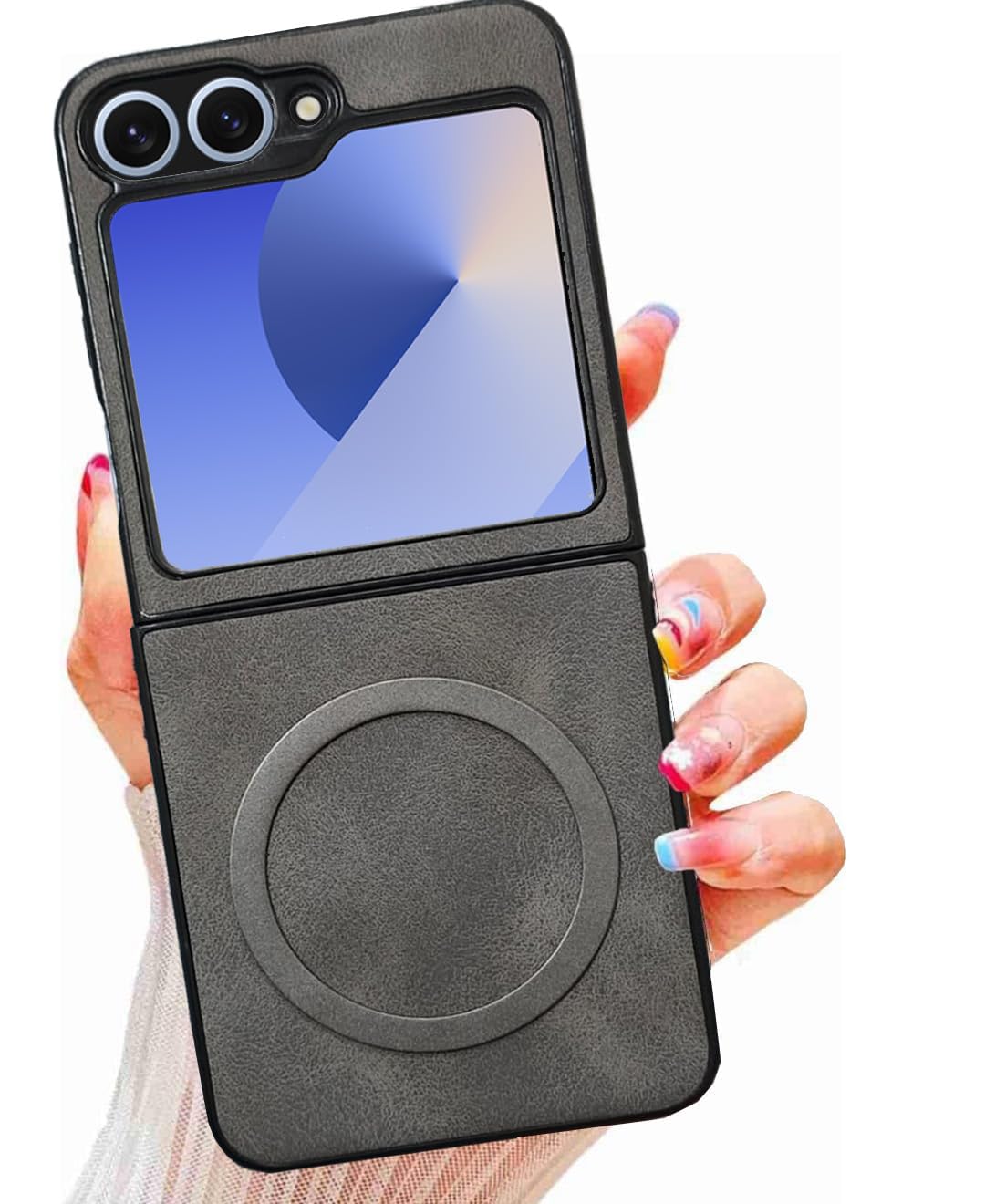 Premium Leather Magsafe Back Cover - Gray