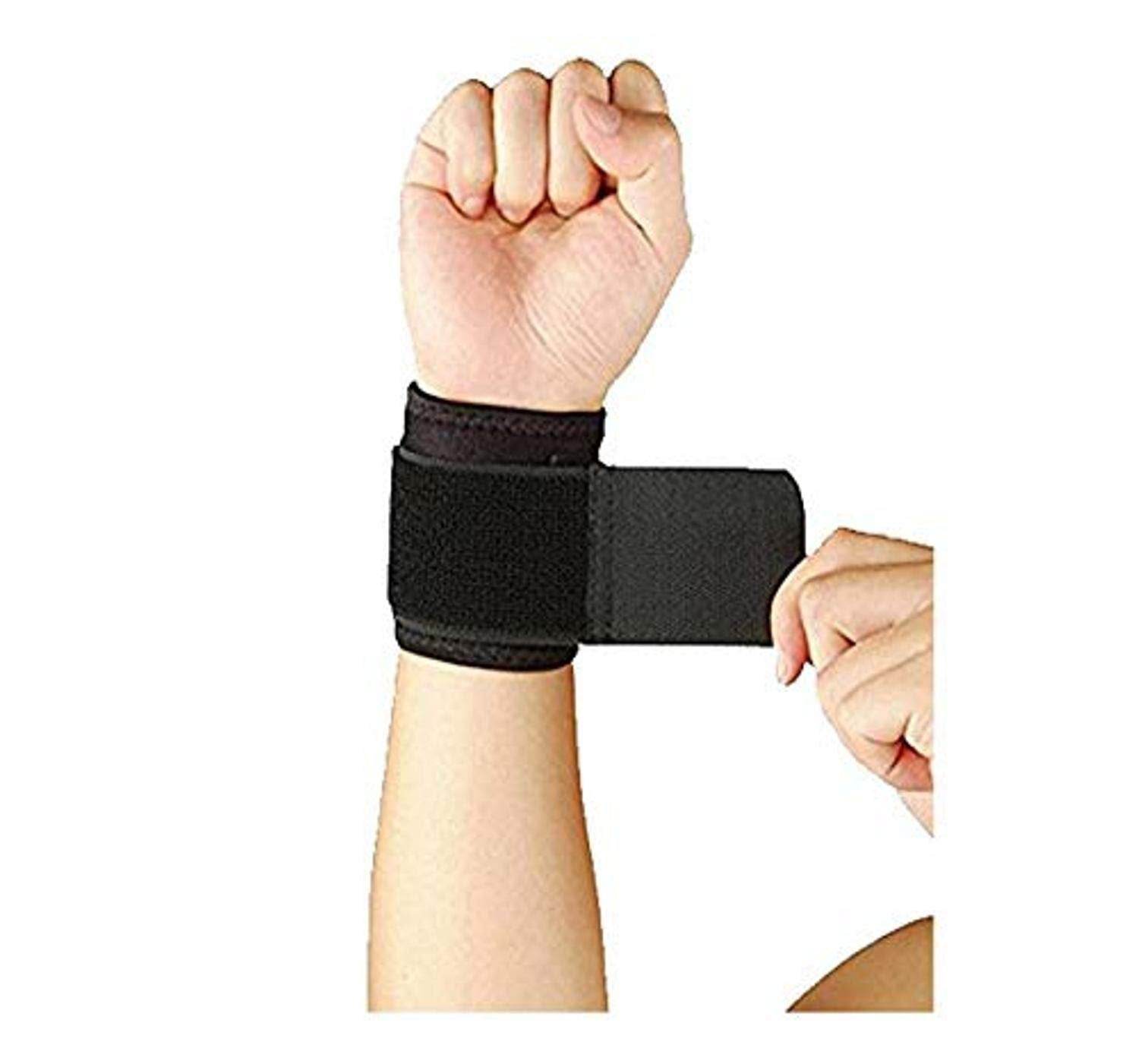 Adjustable Neoprene Wrist Support Compression Wrap, Sports Brace/Bands Protector- Gym, Cross, Fitness, Training, Volleyball Badminton Tennis Basketball – One Size Fits (Black) - Guleel