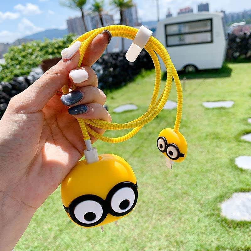 Samsung Cartoon Charger Case Cover for 25W Chargers- Big Eyes Yellow ( With Wire Cover ) - Guleel