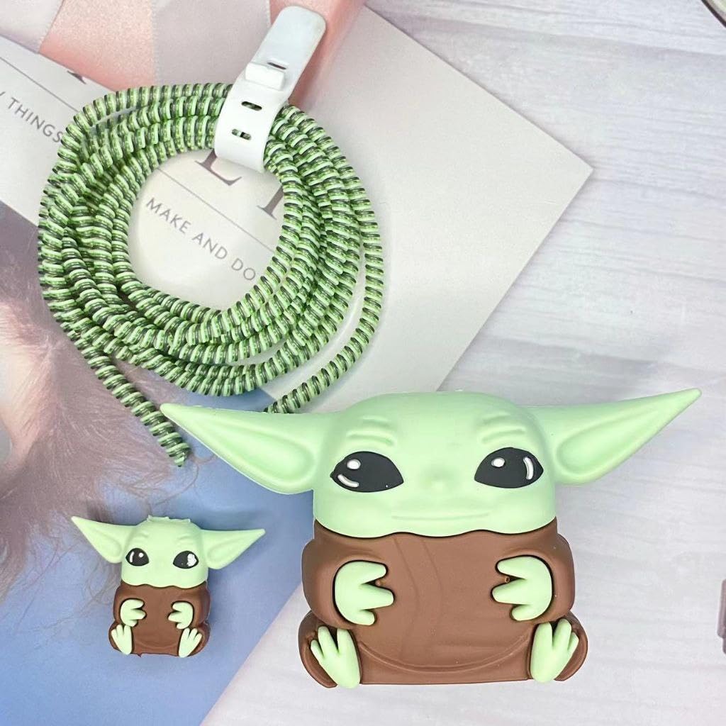 Samsung Cartoon Charger Case Cover for 25W Chargers-Yoda Grogu ( With Wire Cover )