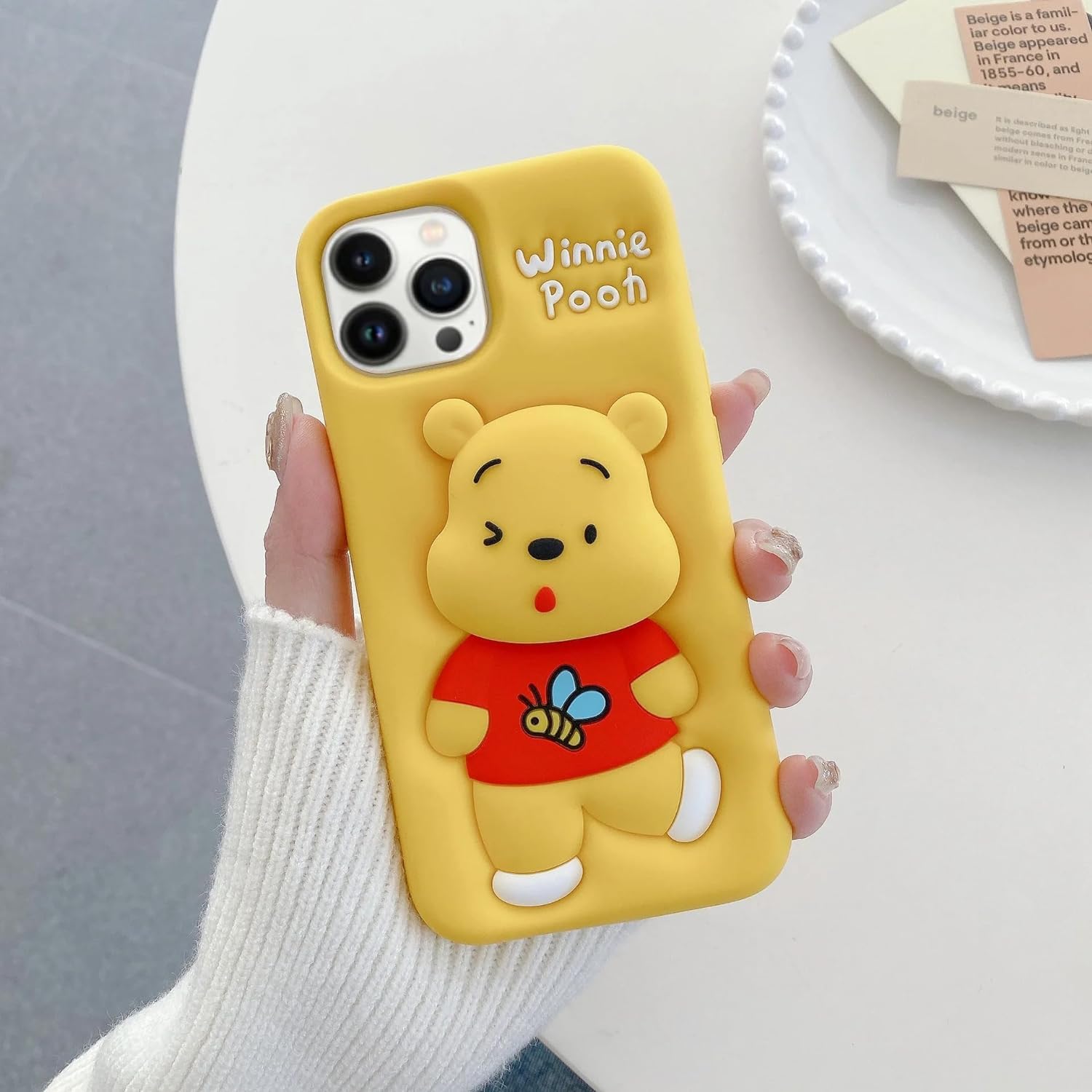 3D Cartoon Winnie the Pooh Yellow Soft Silicone Back Cover - Yellow