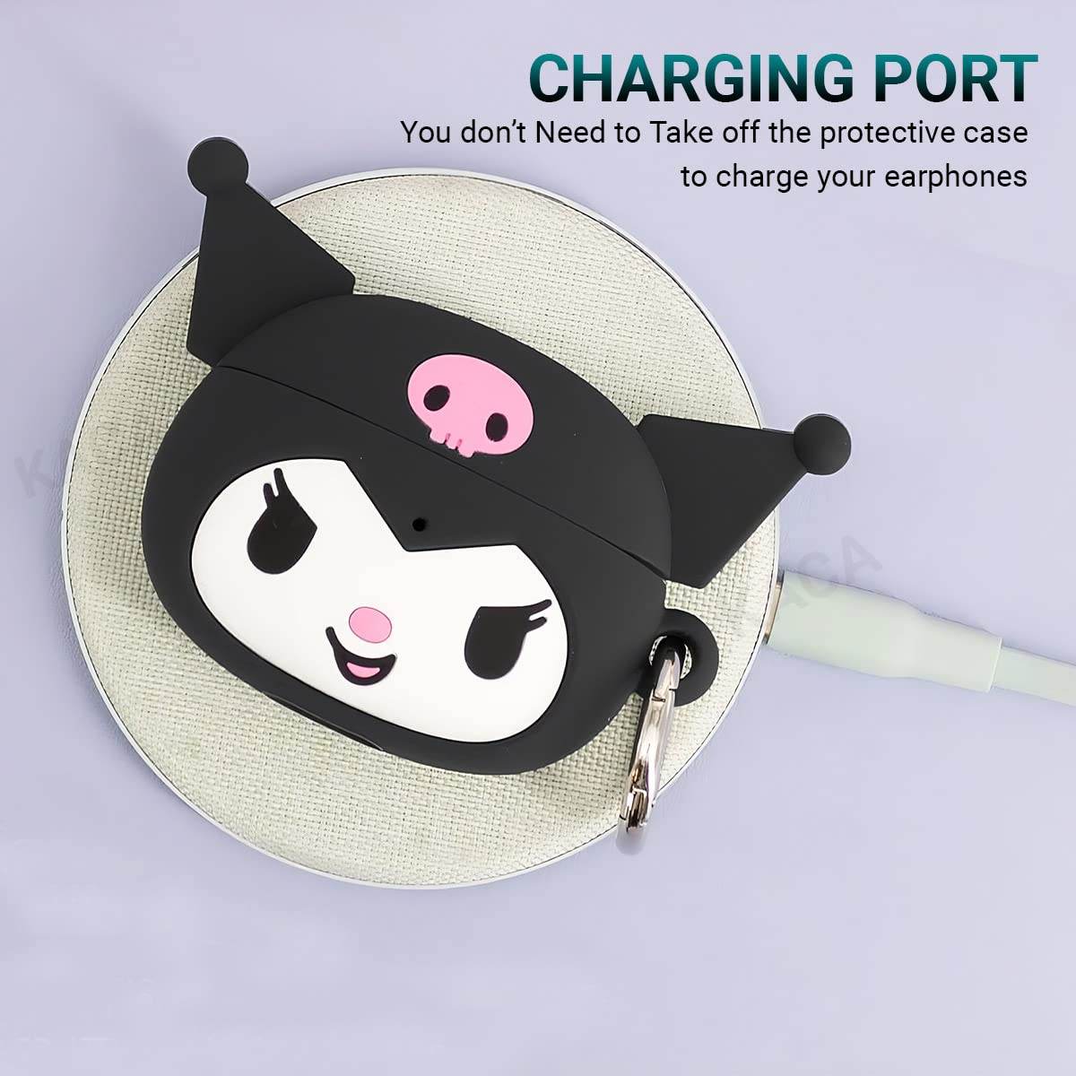 Airpod's 2 Cute Cartoon Silicone Apple Airpod's Case Cover ( Airpods Not Included ) Black Pink - Guleel