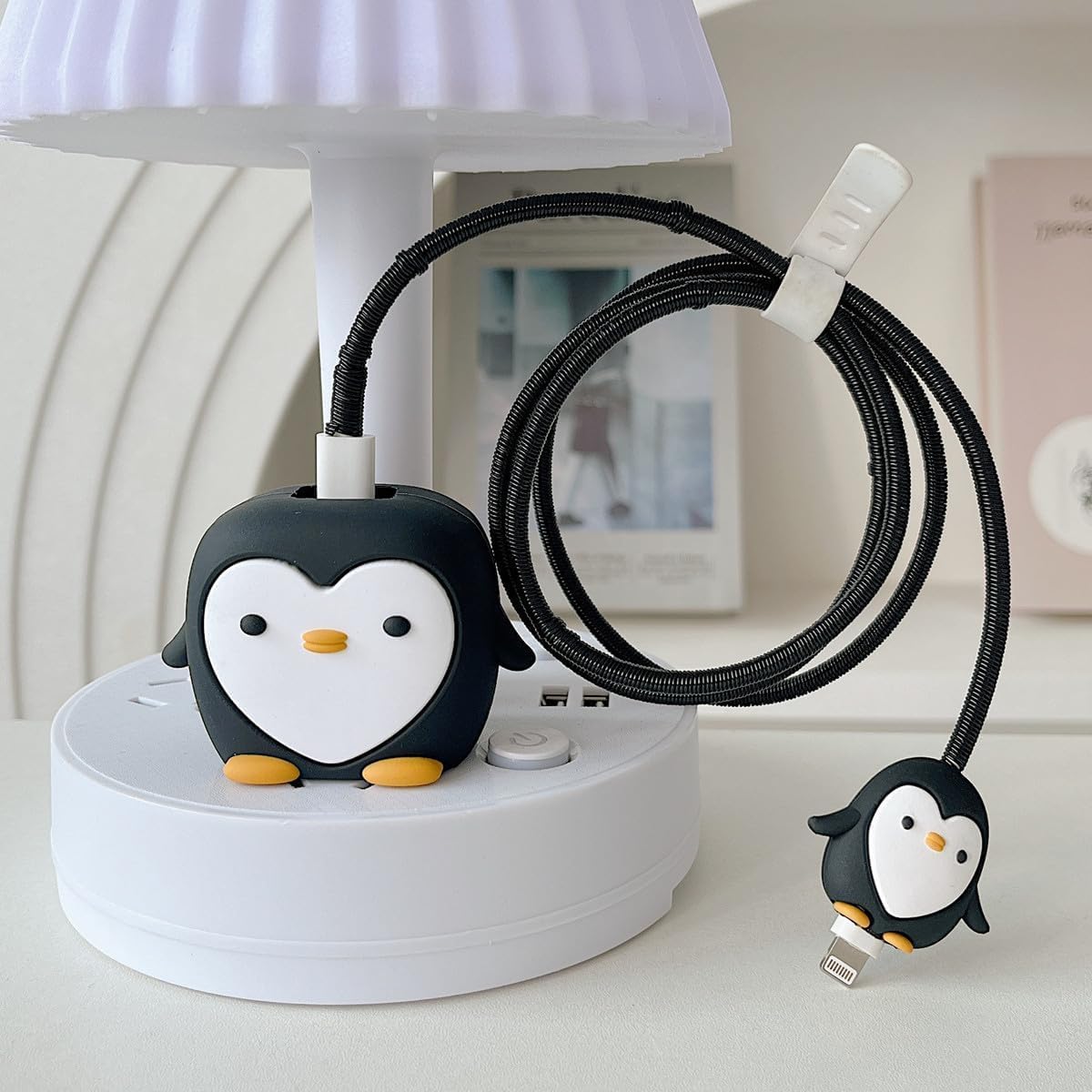Samsung Cartoon Charger Case Cover for 25W Chargers-Penguin ( With Wire Cover )